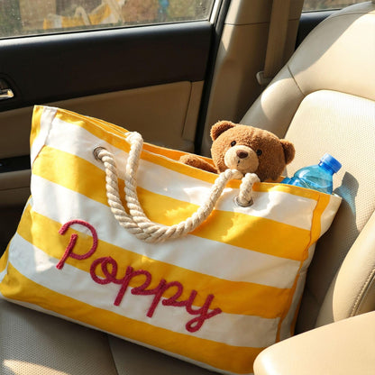 Custom Name Beach Bag With Zipper | Personalized Waterproof Pool Tote | Embroidered Girls Trip Bag | Summer Vacation Gift 685502