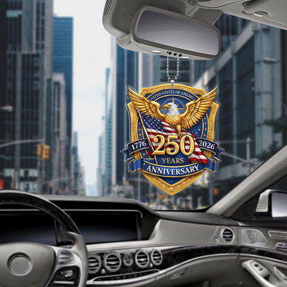 USA 250 Years Anniversary Car Ornament | Patriotic Car Decor | 1776–2026 Eagle Ornament 684518