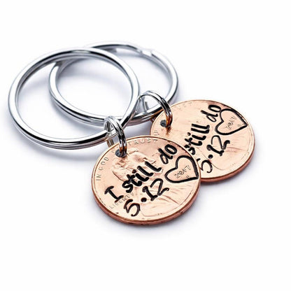 Personalized I Still Do Penny Keychain, Custom Name & Date Keychain, Gift For Couples 686681 WFD