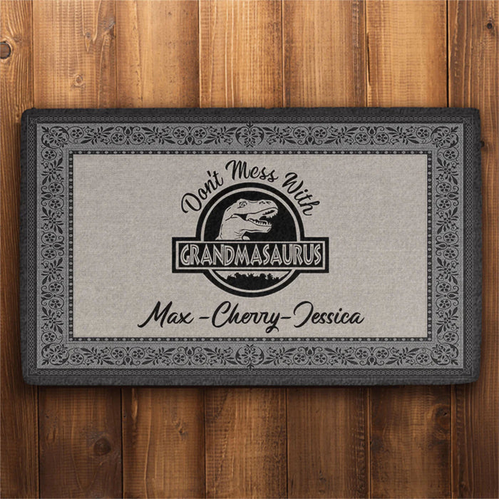 Don't Mess With Grandmasaurus Personalized Custom Doormat