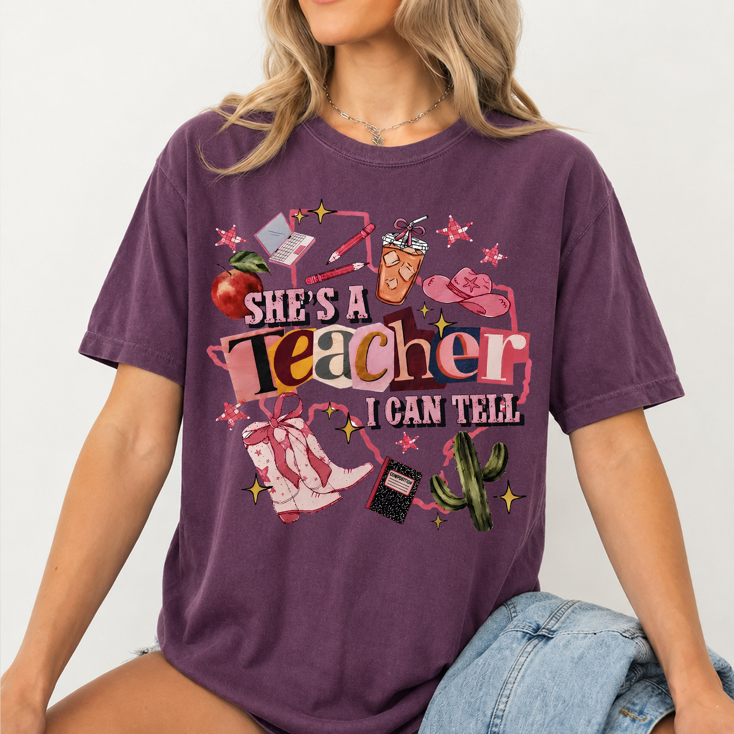 She's A Teacher I Can Tell Comfort Colors Shirt, Back to School Tee, Teacher Appreciation Gift 685560