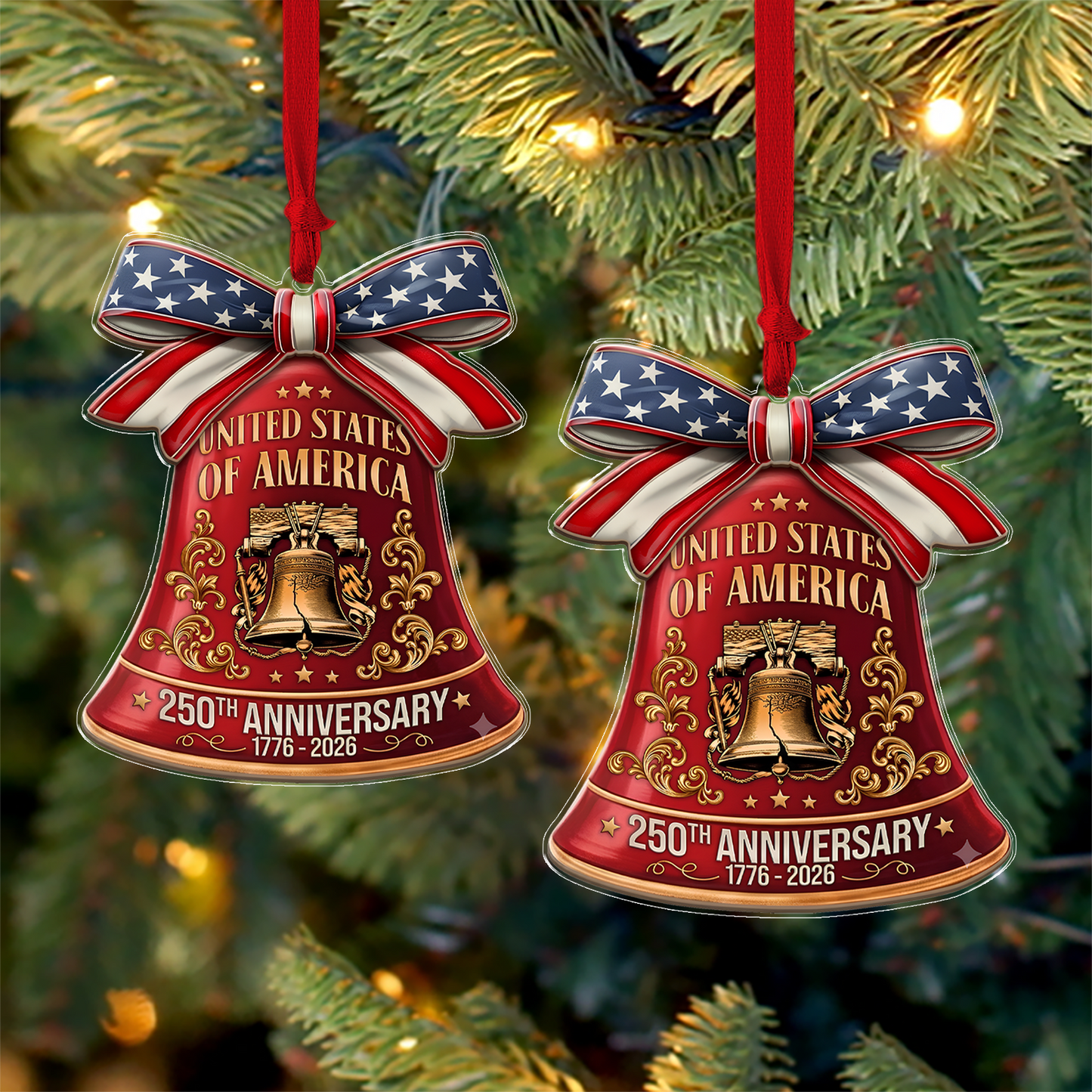 250th Anniversary USA Acrylic Ornament, Patriotic Christmas Ornament, Liberty Bell Holiday Decor 685824