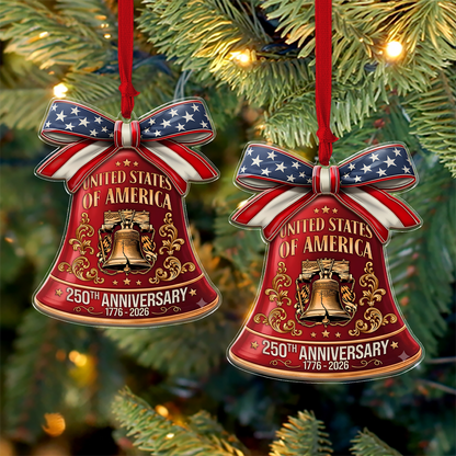250th Anniversary USA Acrylic Ornament, Patriotic Christmas Ornament, Liberty Bell Holiday Decor 685824