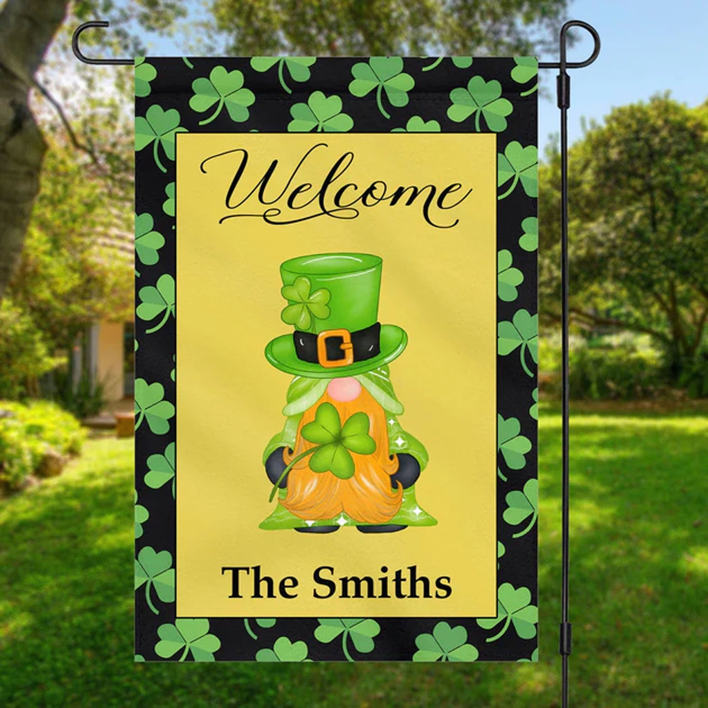 Gnome St Patricks Day Personalized Custom Garden Flag C150