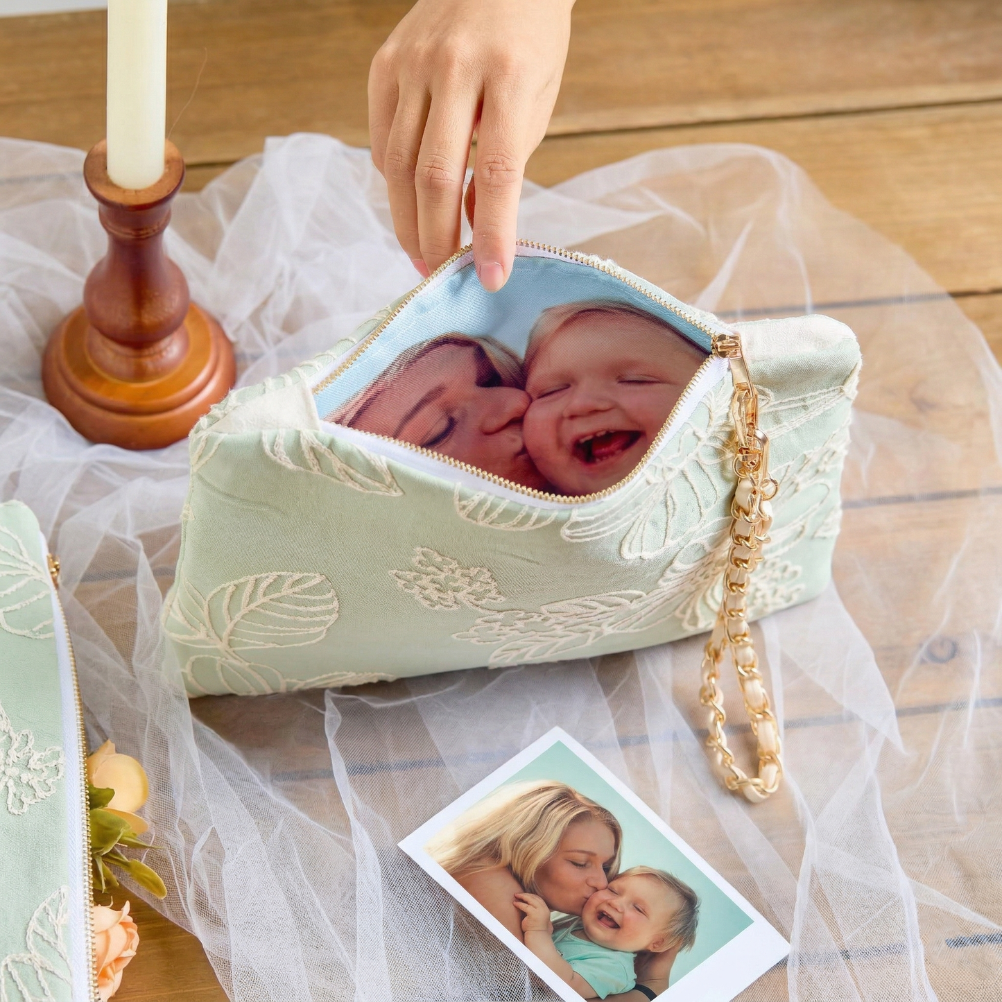 Custom Photo Wedding Clutch | Personalized Bridal Handbag | Handmade Memory Purse Gift For Mom 684683