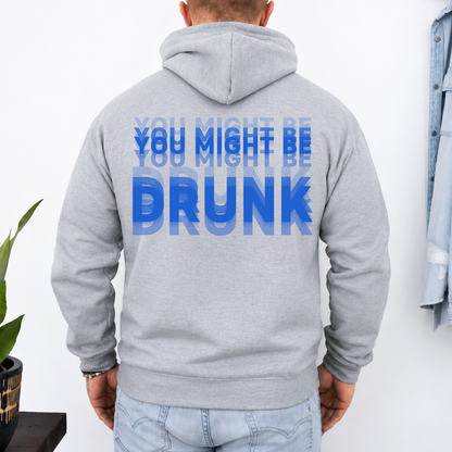 "You Might Be Drunk" Optical Illusion Graphic Backside Bright Shirt, Funny Party Tee 685746