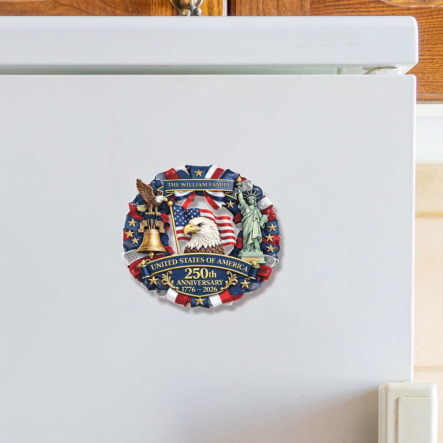 Personalized America 250 Years Anniversary Fridge Magnet | 1776-2026 Semiquincentennial Magnet | Patriotic Decor 684477