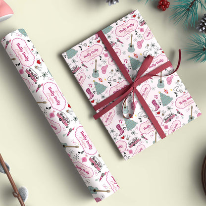 Have A Holly Dolly Christmas Wrapping Paper, Country Music Tribute Paper, Christmas Gift Wrap For Dolly Fan 686282