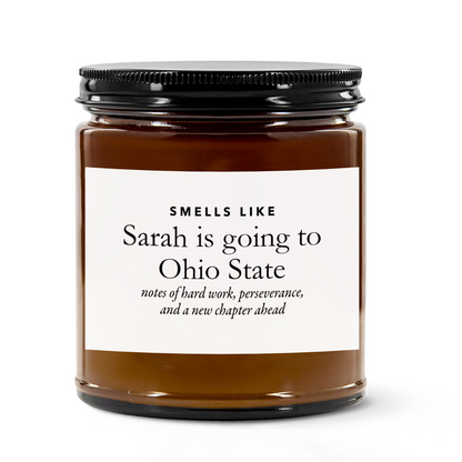 Personalized College Acceptance Scent Candle, Custom Graduation Gift, Going To College High School Grad Gift 684892