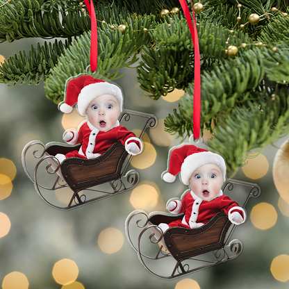 Personalized Baby's First Christmas Acrylic Ornament, Custom Photo Baby Keepsake Gift 686624