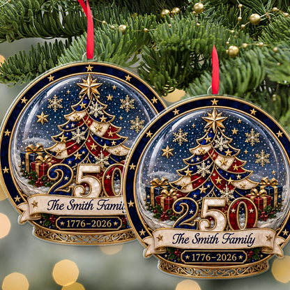 Personalized USA 250 Years Acrylic Ornament, 1776-2026 Patriotic Family Christmas Tree Decor 685862