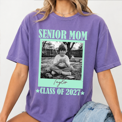 Personalized Senior Dad Mom 2027 Comfort Colors Shirt, Custom Photo Class Of 2027 Tee, Graduation Gift For Family 685374
