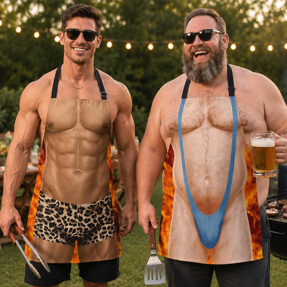 Custom Funny Muscle Man Body Apron, Personalized Fake Body BBQ Apron, Hilarious Grilling Gag Gift For Men 686265 WFD