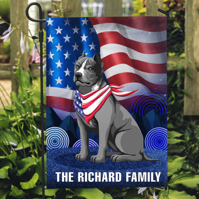 Valiant Dog Standing With USA Flag Pattern Personalized Custom Dog Garden Flag