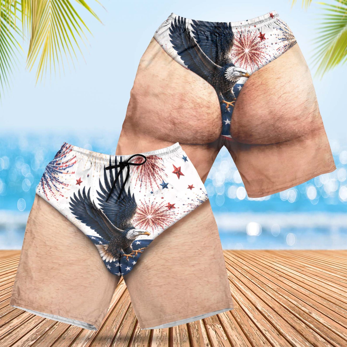 Personalized 250th Anniversary Beach Shorts, Custom AOP Swim Trunks, Funny 4th Of July Gift For Men 685581