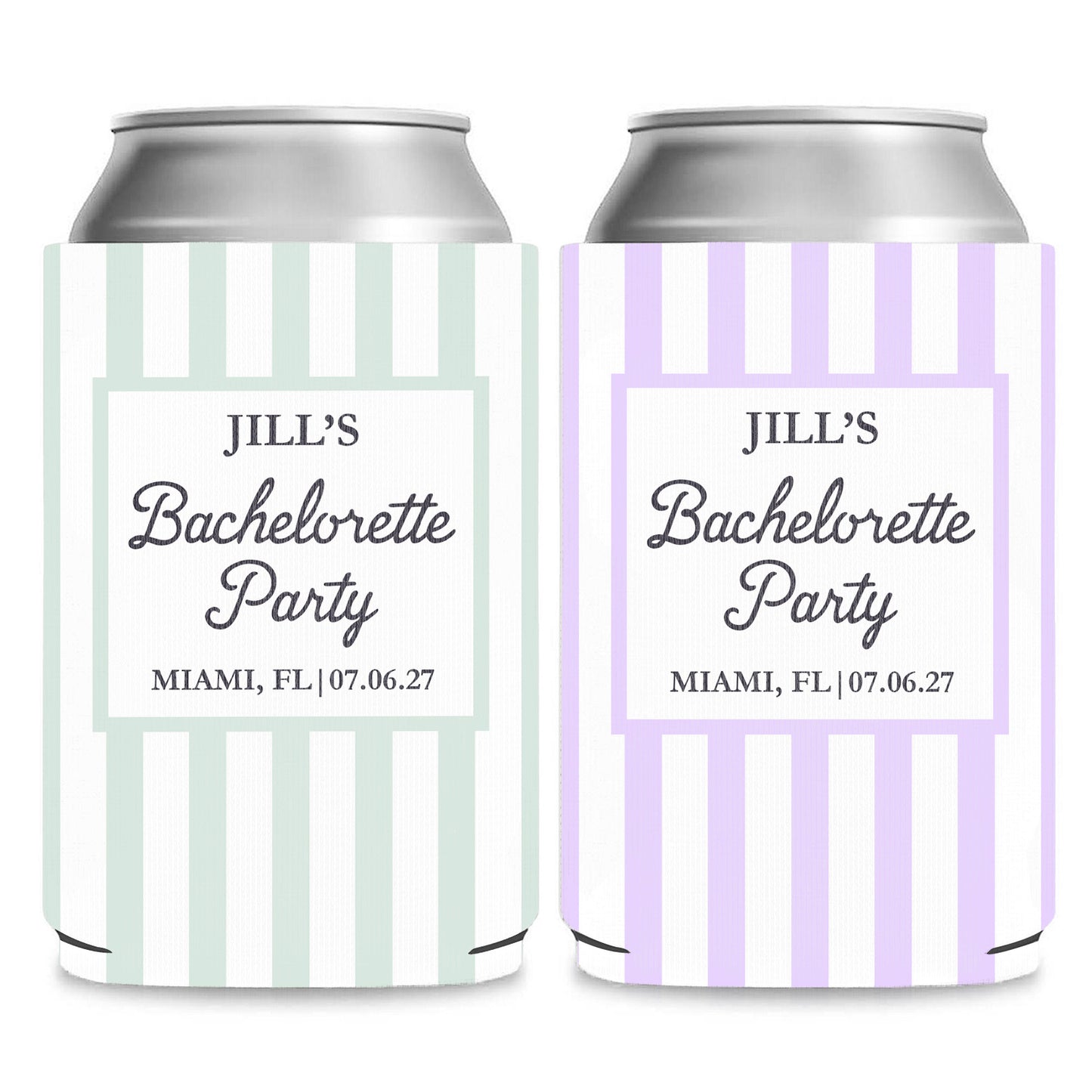 Personalized Summer Bachelorette Party Can Cooler, Custom Text Drink Holder, Coastal Themed Can Sleeve 685505