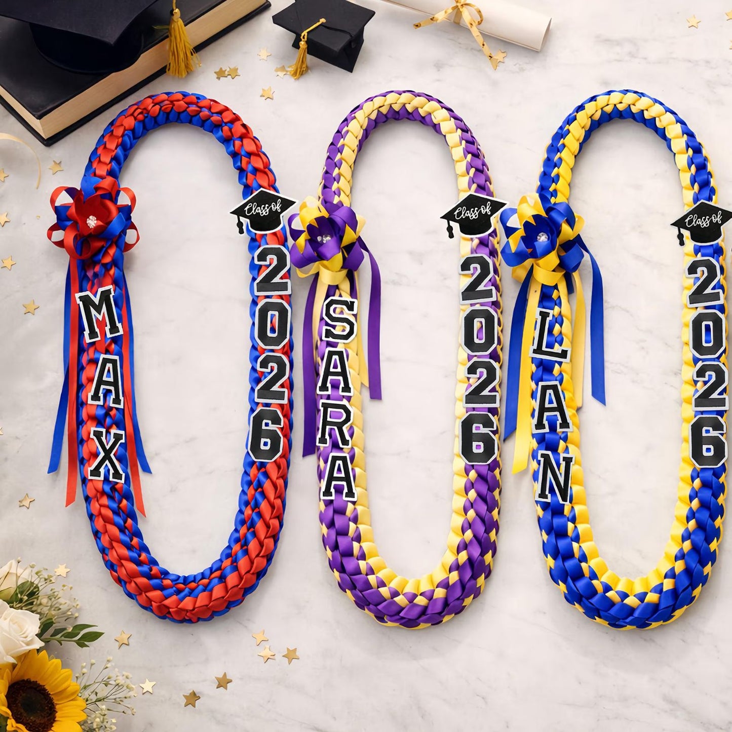 Class of 2026 Ribbon Lei | Personalized Graduation Lei | Custom Name Ribbon Lei | Senior Graduation Gift 684891