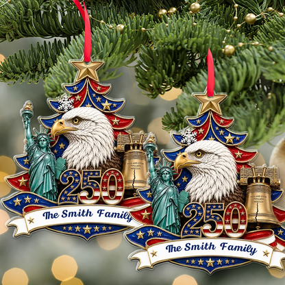 Personalized USA 250th Anniversary Acrylic Ornament, Christmas Proud America Family Ornament 685879