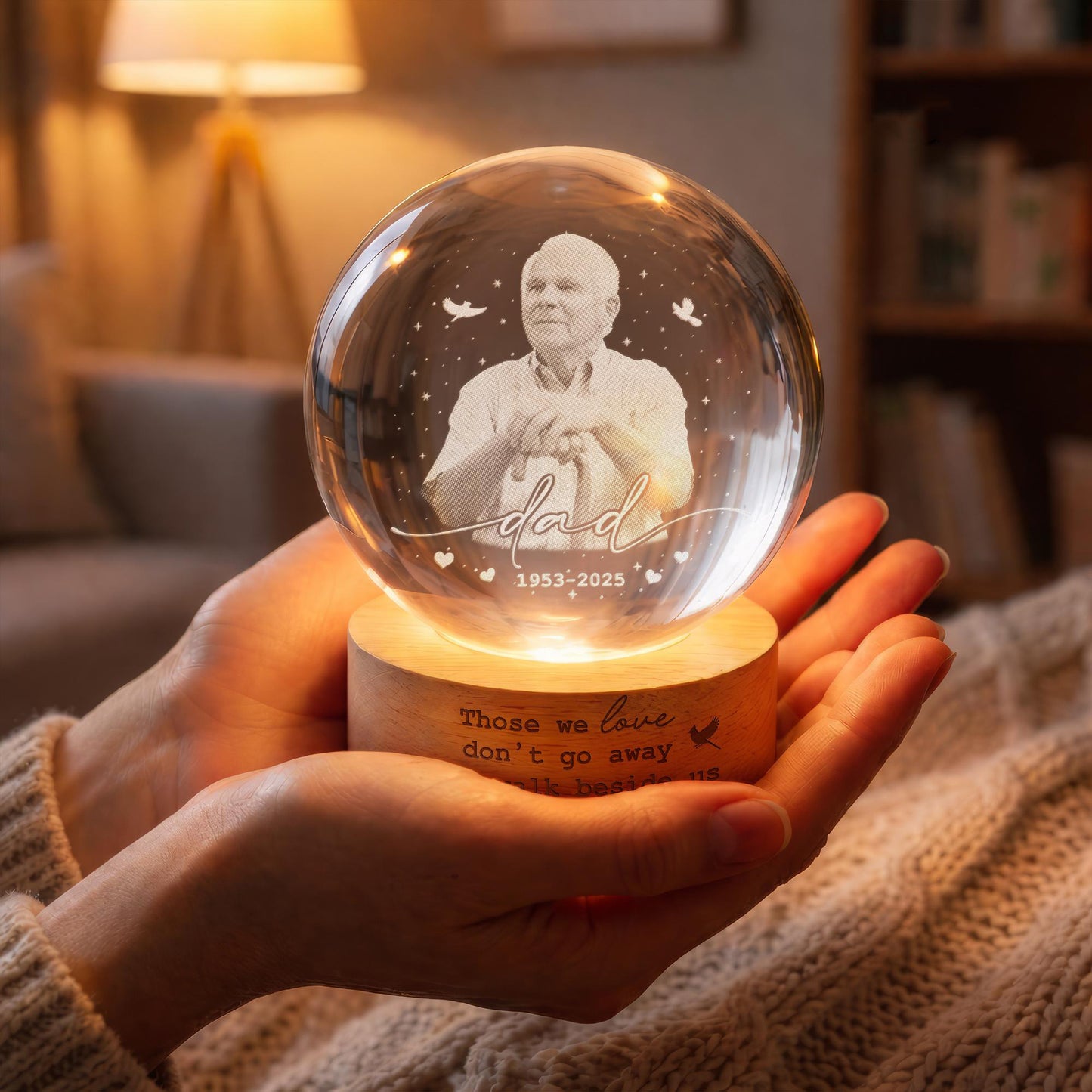 Custom Photo Memorial Crystal Ball Night Light, Mom Remembrance Gift, Dad Memorial Gift 685450 WFD