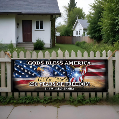 Personalized America 250 Years Anniversary Banner Flag | Patriotic God Bless America Banner 684541