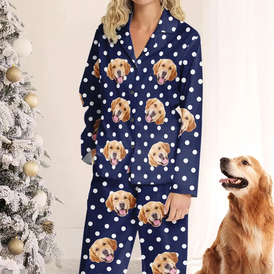 Custom Pet Photo Satin Pajamas, Personalized Dog & Cat Sleepwear, Christmas Gift For Pet Owners, Pet Lovers 686329
