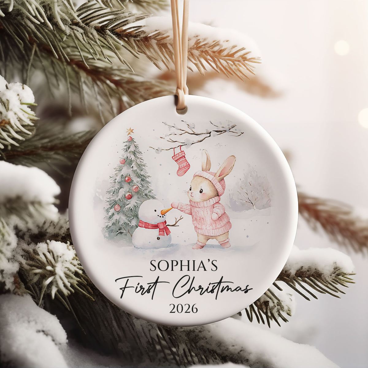 Personalized Baby’s First Christmas Ceramic Ornament, Custom Name Newborn Keepsake Gift 686379