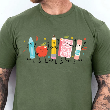Cute School Supplies Shirt, Crayon Pencil Notebook Tee, Back To School Shirt 685729