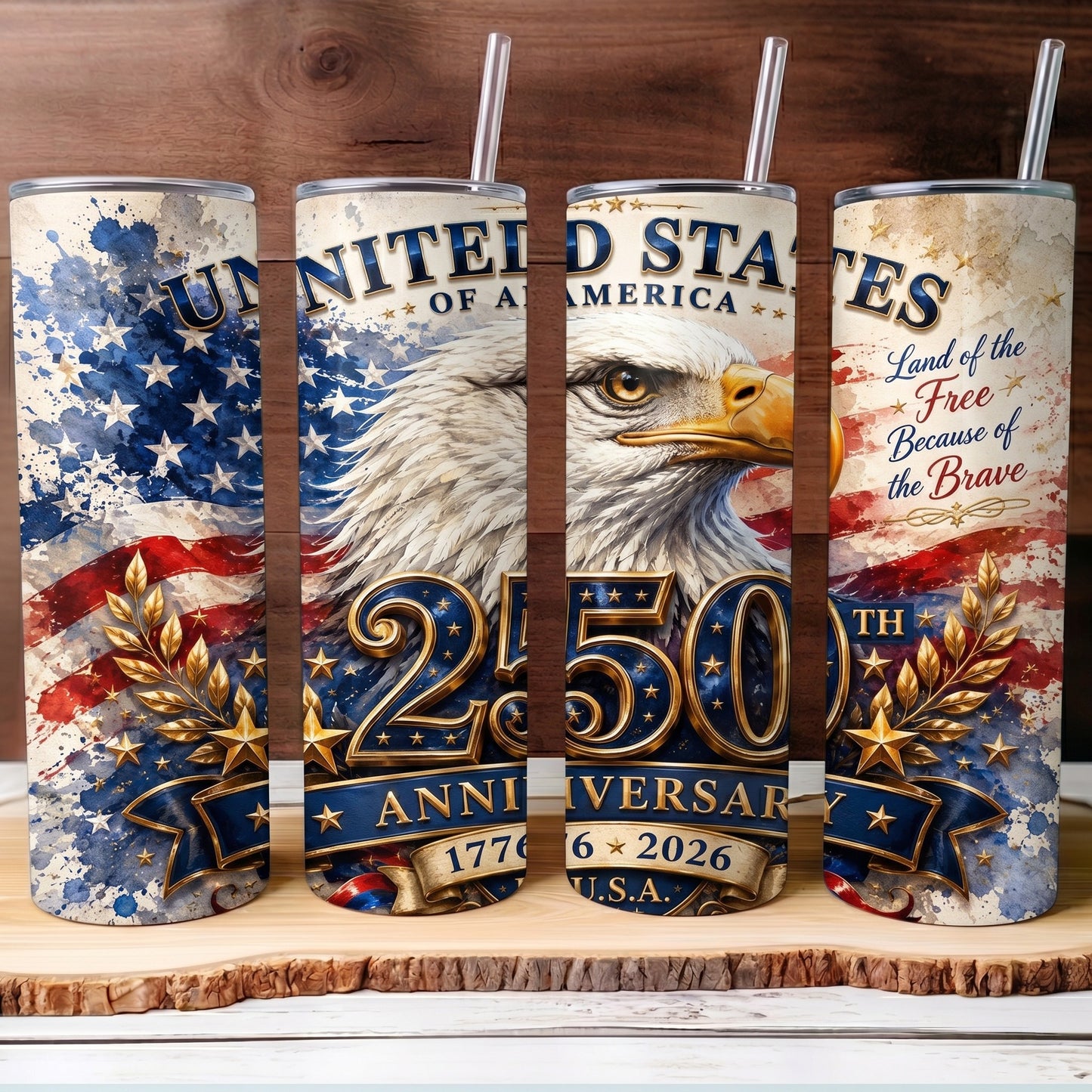 USA 250th Anniversary Tumbler | Patriotic Semiquincentennial 1776-2026 Skinny Tumbler 685192