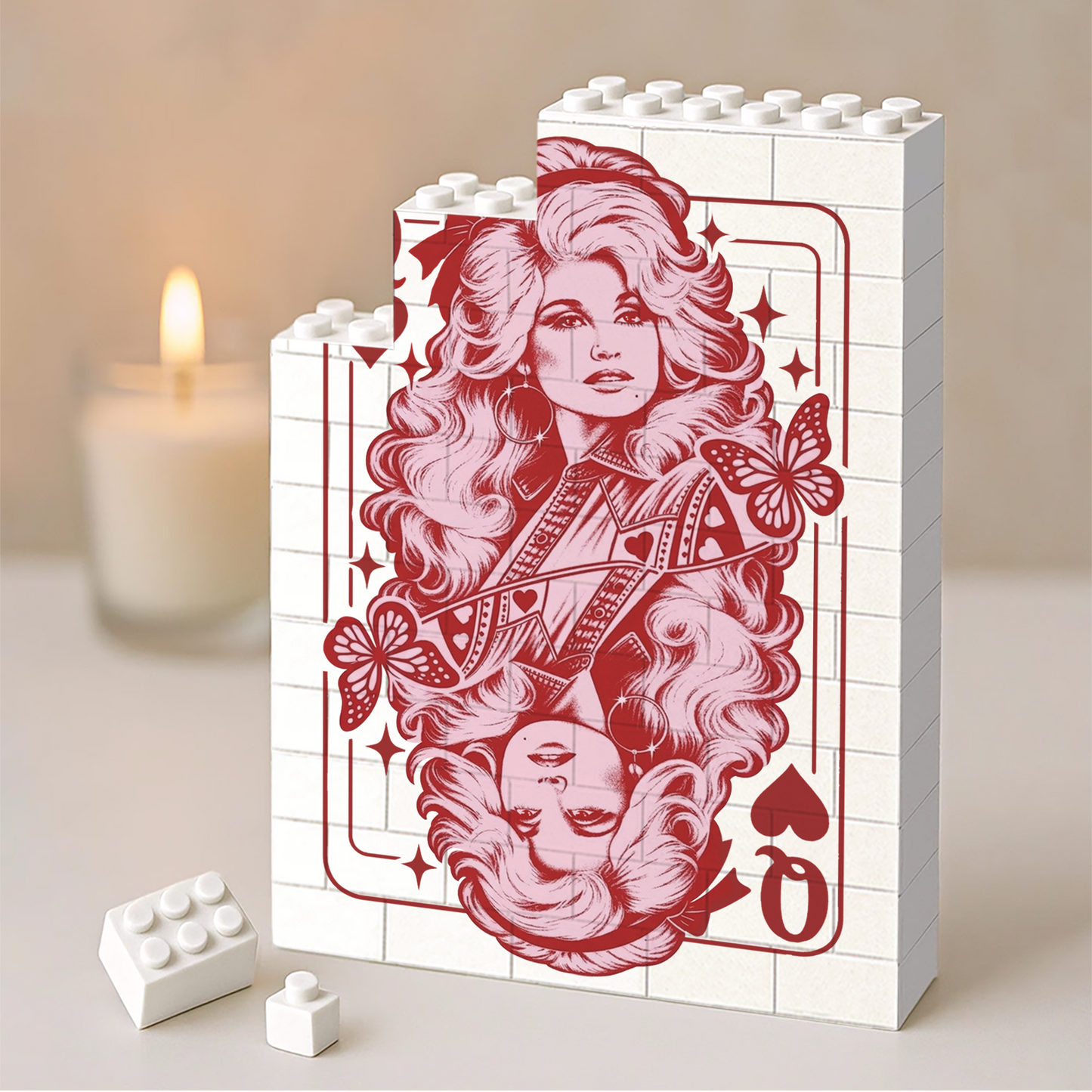 Queen Of Hearts Dolly Parton Memorial Building Blocks, Country Music Tribute Gift, Dolly Parton Fan Gift 686162