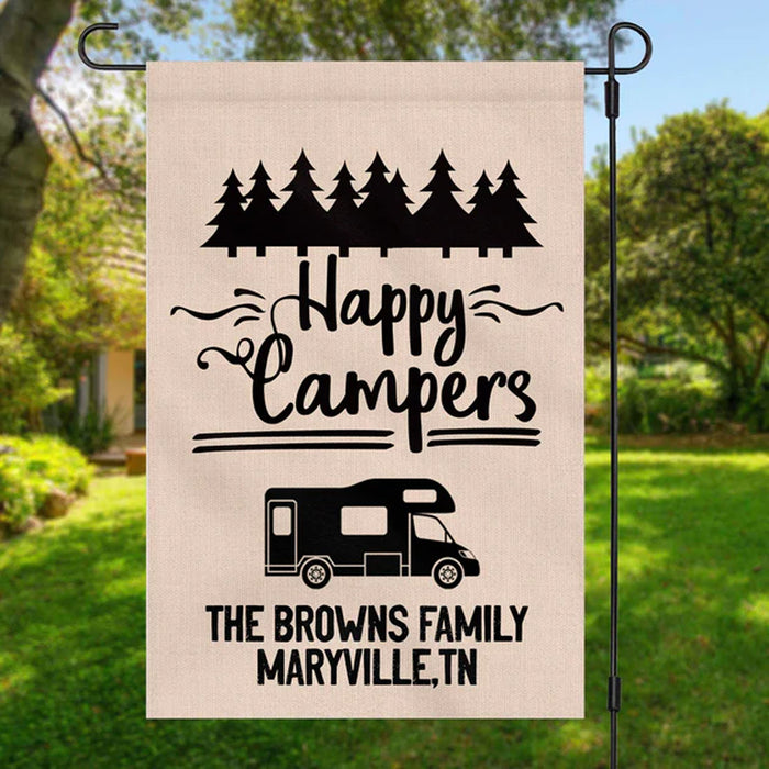 Happy Campers Personalized Custom Camping Garden Flag H185