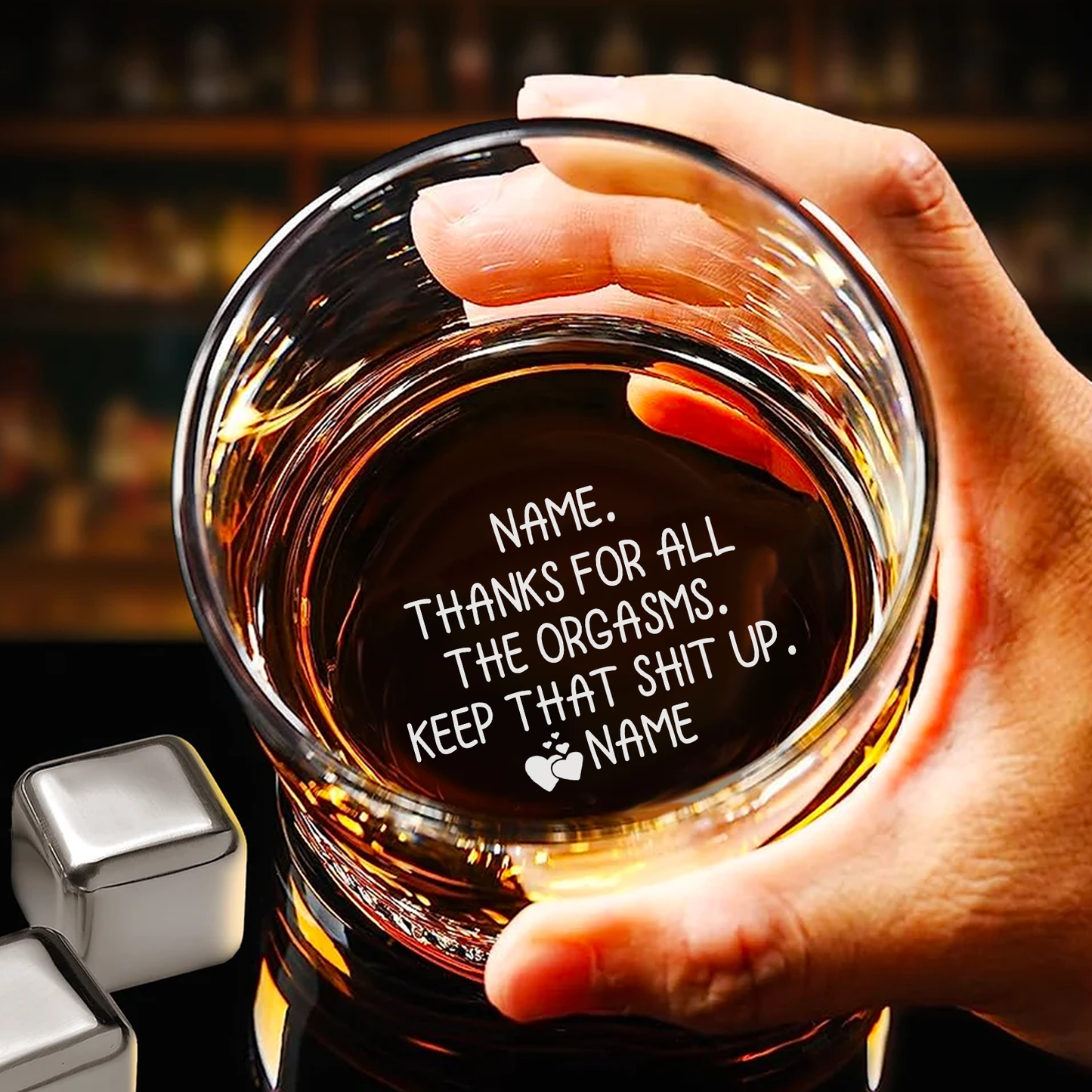 Funny Personalized Whiskey Glass For Men | Custom Name Naughty Couple Anniversary Gift 686080 WFD