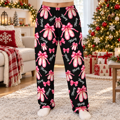Personalized Coquette Bow Ballet Pajamas Pants, Custom Name Christmas Gift For Ballet Lover 686541 WFD