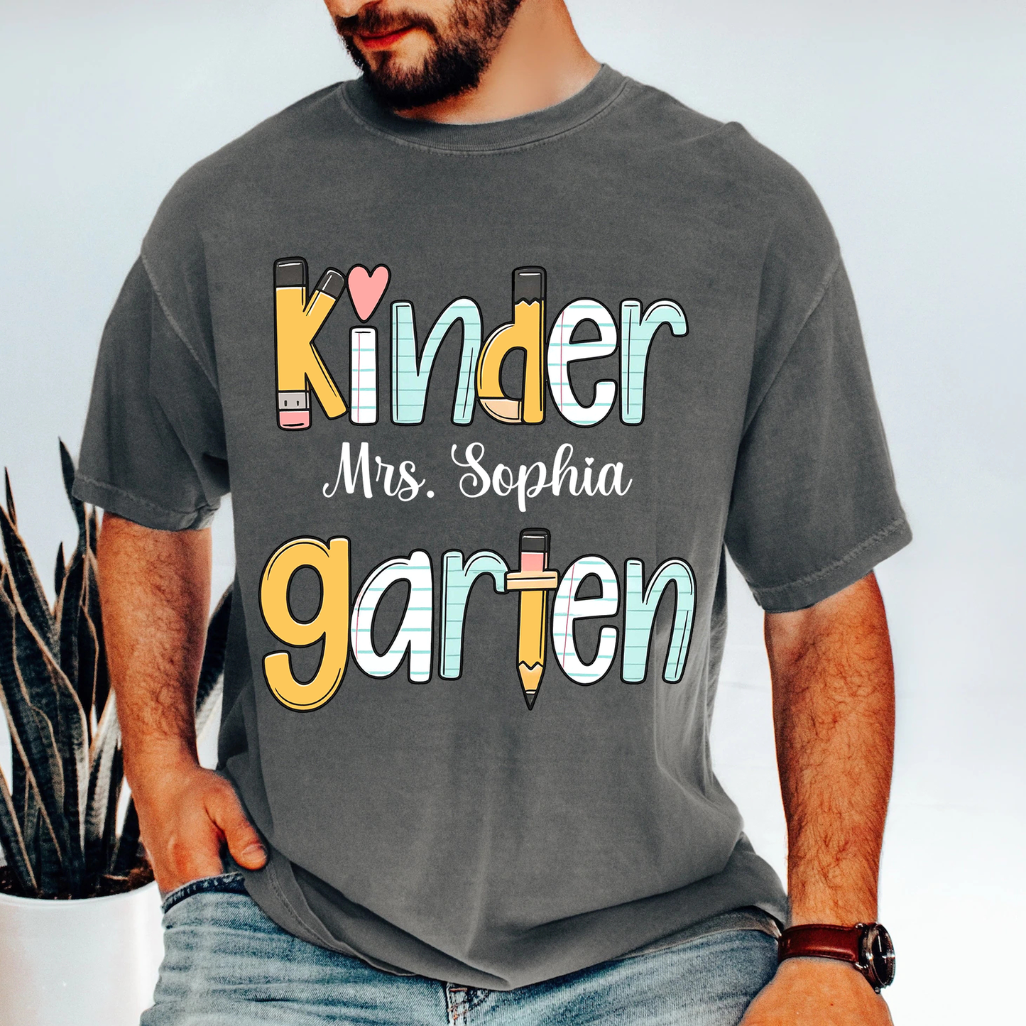 Custom Teacher Name Comfort Colors Shirt, Personalized Kindergarten Tee, Back To School Gift 685490