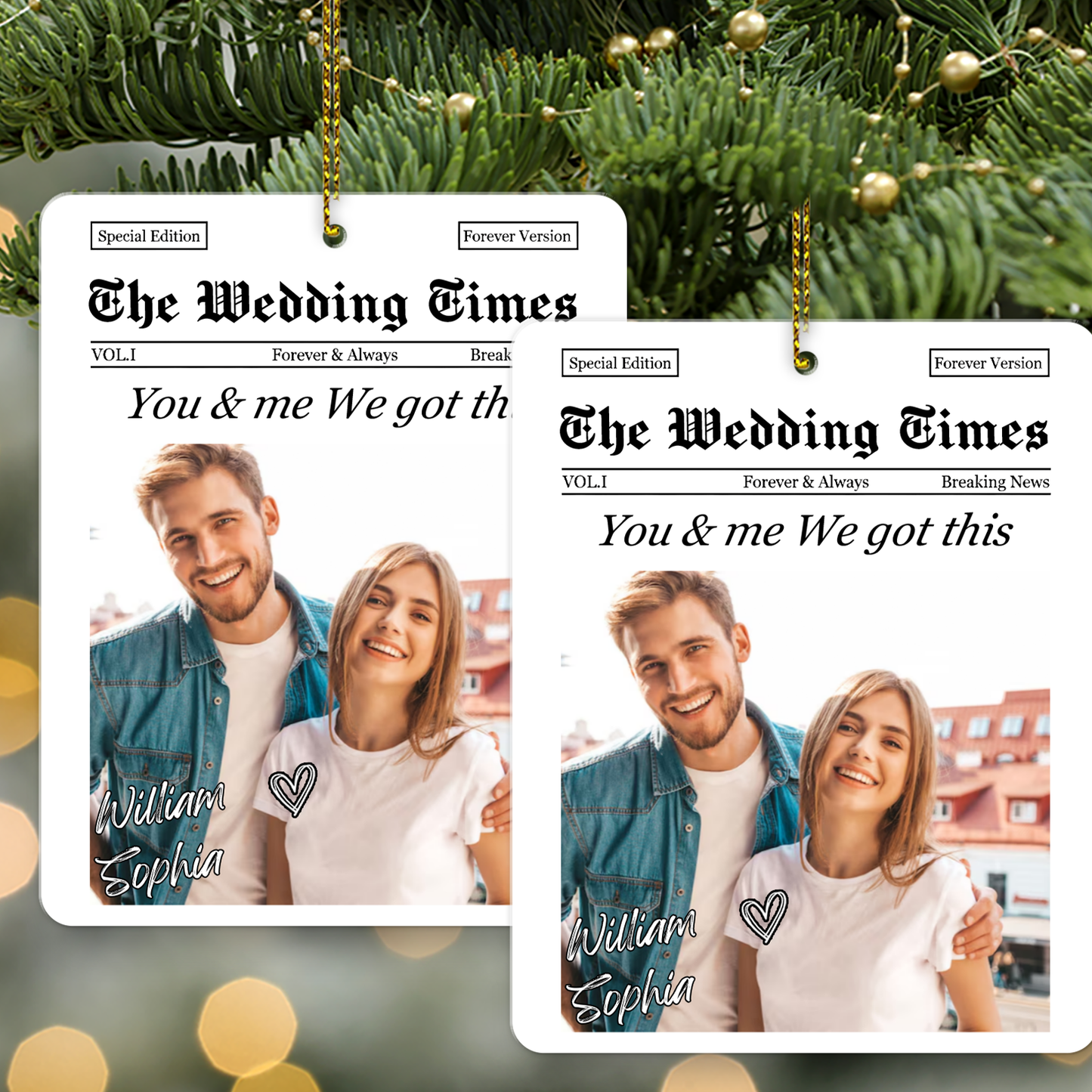 Custom Couples Photo Acrylic Ornament, Personalized The Couple Time Ornament, Christmas Keepsake Gift 685972