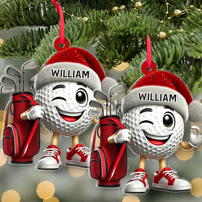 Personalized Winking Golf Ball Christmas Acrylic Ornament, Custom Name Gift For Golfer 686381