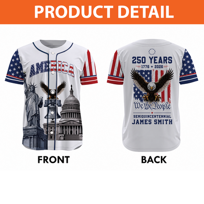 Personalized USA 250th Anniversary Baseball Jersey, 1776-2026 We The People Jersey, Patriotic 4th Of July Shirt 685247