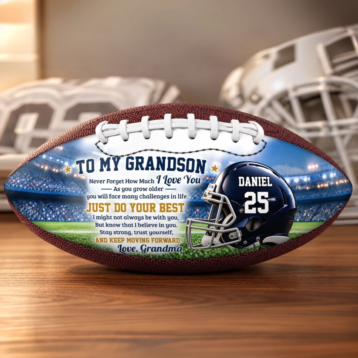 Personalized Just Do Your Best Leather Football, Custom Name & Number Gift For Family 686531 WFD