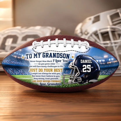 Personalized Just Do Your Best Leather Football, Custom Name & Number Gift For Family 686531 WFD