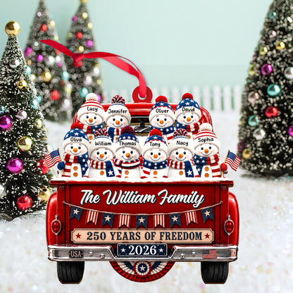 Personalized Snowman 250 Years Of Freedom Wooden Ornament, Custom Name Christmas Ornament 685951