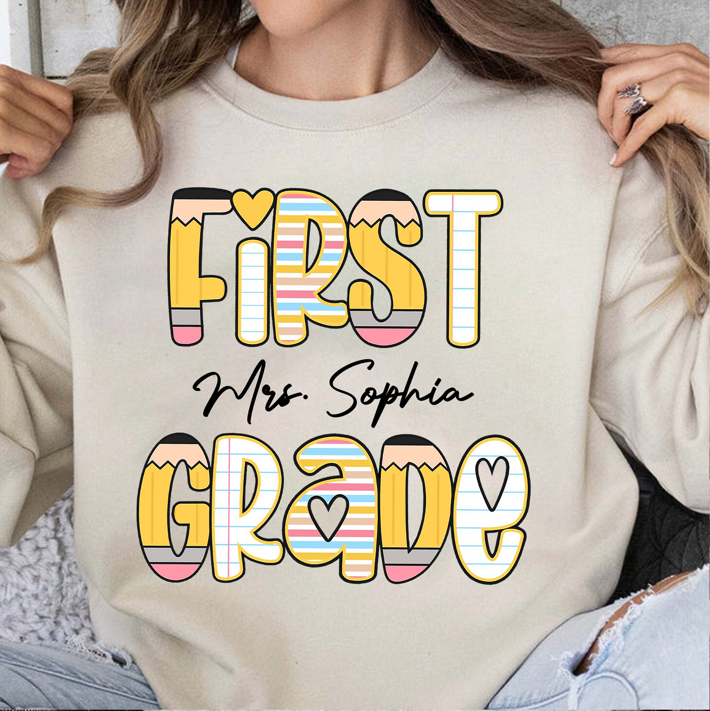 Personalized Grade Level Bright Shirt, Custom Teacher Name Appreciation Tee, Back To School Gift 685488