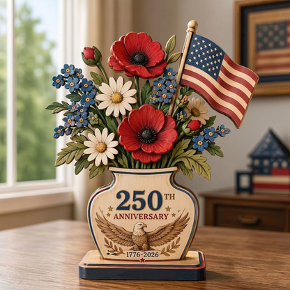 USA 250th Anniversary Wooden Block | Personalized Wooden Flower Vase | Patriotic 4th Of July Decoration 685287