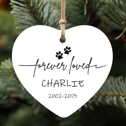 Personalized Forever Loved Ceramic Ornament, Custom Pet Memorial Ornament, Memorial Christmas Keepsake 685997