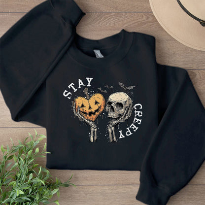 Funny Stay Creepy Dark Sweater | Cute Skeleton Hands Sweatshirt | Halloween Gift for Men & Women 685617