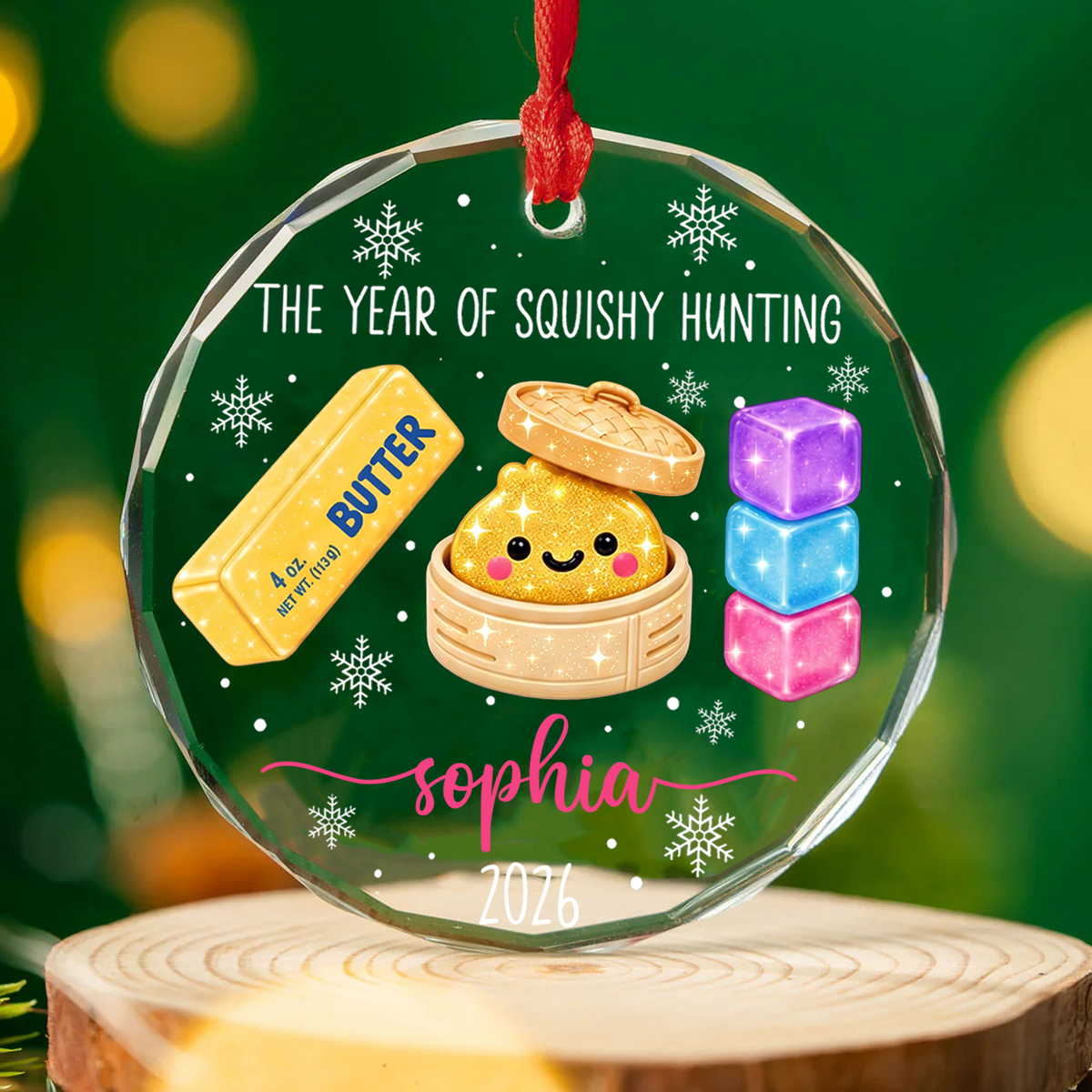 Personalized Squishy Glass Ornament, Custom Kids Name Year Of Squishy Hunting Christmas Gift 686441