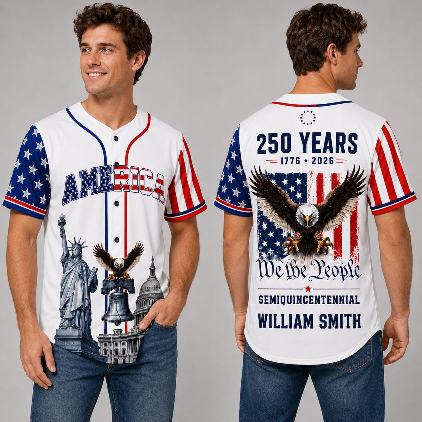 Personalized USA 250th Anniversary Baseball Jersey, 1776-2026 We The People Jersey, Patriotic 4th Of July Shirt 685247
