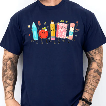 Cute School Supplies Dark Shirt, Crayon Pencil Notebook Tee, Back To School Gift 685726