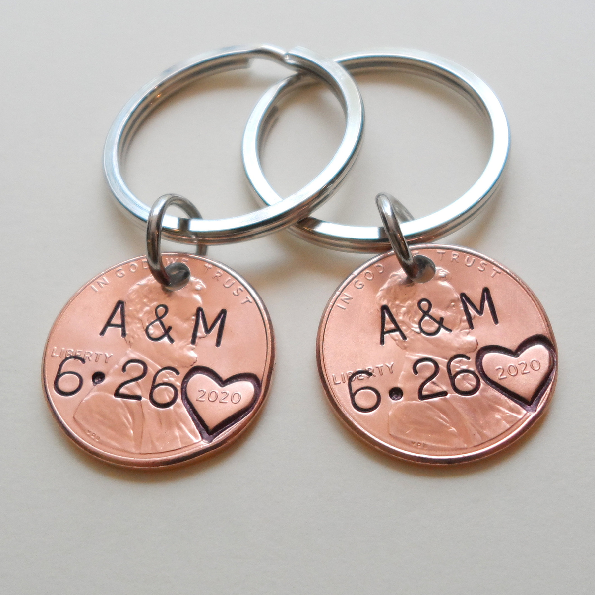 Personalized Anniversary Year Penny Keychain, Custom Name & Date Keychain, Gift For Couples 686683 WFD
