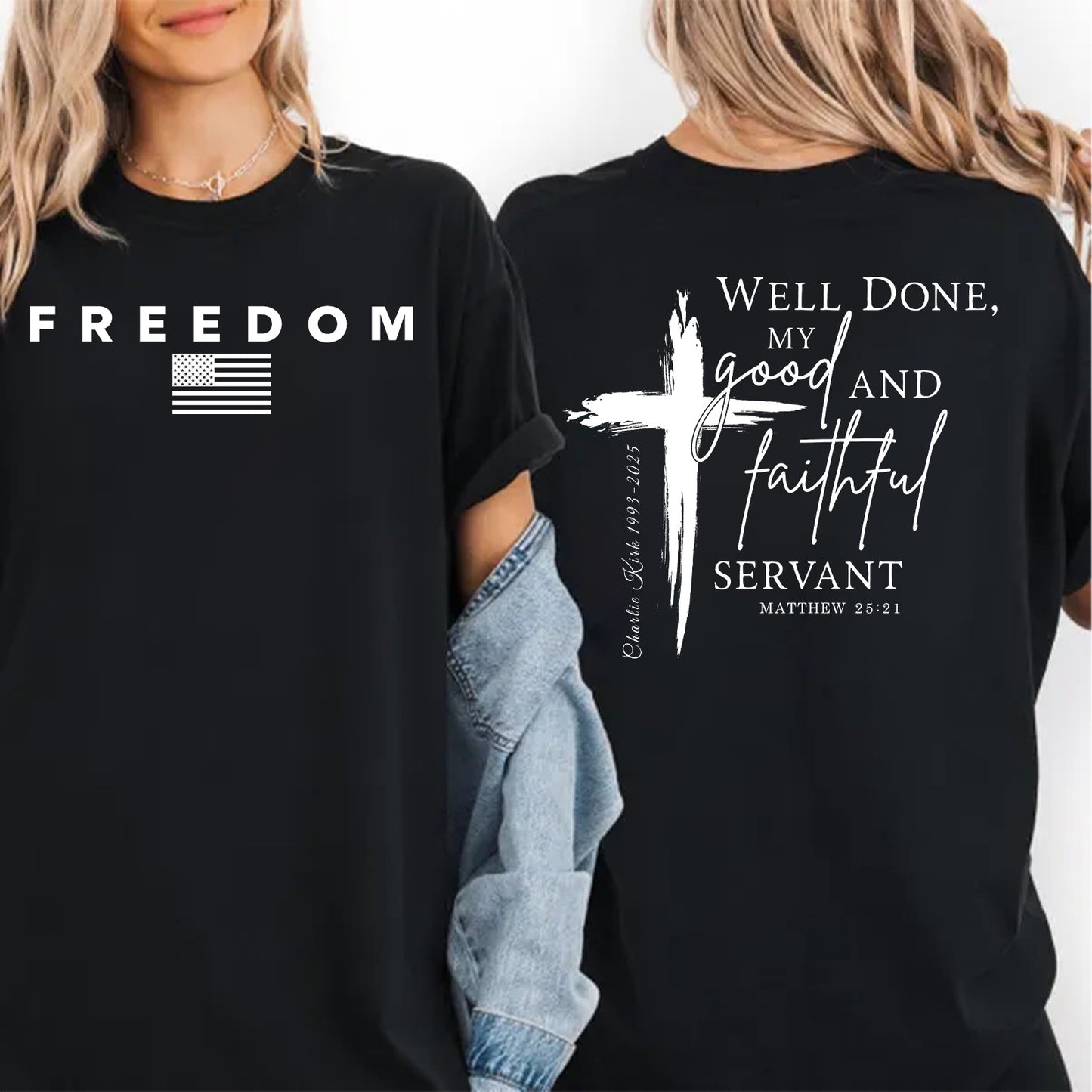 Red Charlie Kirk FREEDOM Shirt | Christian Faith Good Red Shirt | We Wear Red Charlie Kirk Birthday October 14 | Red Front & Back Shirt 683079