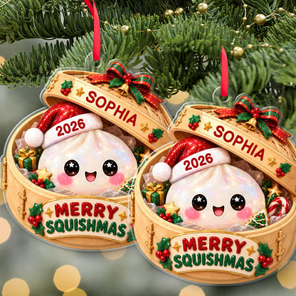 Personalized Glitter Dumpling Acrylic Ornament, Custom Name Squishy Christmas Keepsake 686650