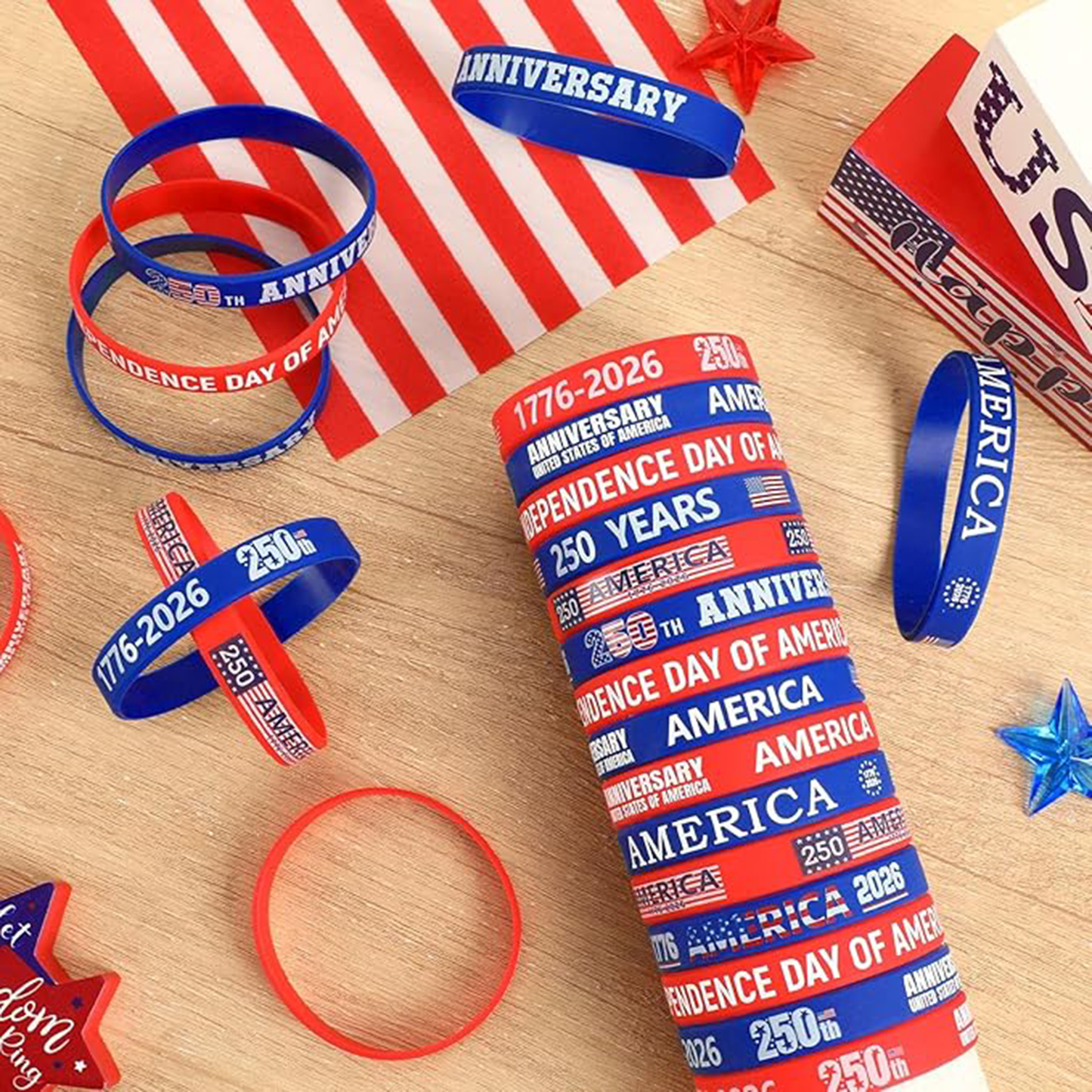 USA 250th Anniversary Silicone Bracelet | Patriotic Independence Day Silicone Wristbands 685014